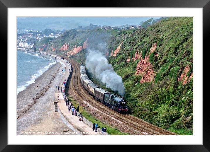 Steam train Clun Castle passing Dawlish Framed Mounted Print by Rosie Spooner