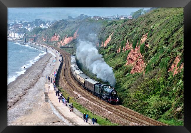 Steam train Clun Castle passing Dawlish Framed Print by Rosie Spooner