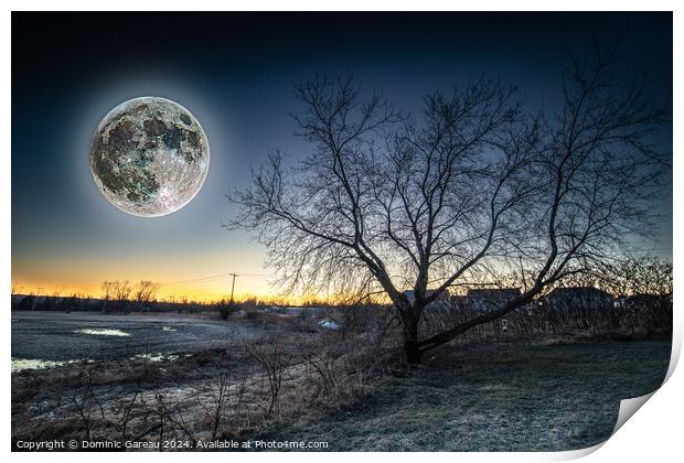 Full Moon At Sunrise Print by Dominic Gareau
