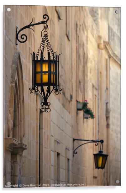 Mdina Street Lamps Acrylic by Dave Bowman