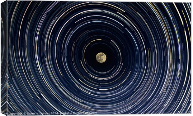 Full Moon With Star Trails Canvas Print by Dominic Gareau
