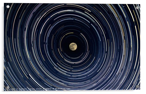 Full Moon With Star Trails Acrylic by Dominic Gareau