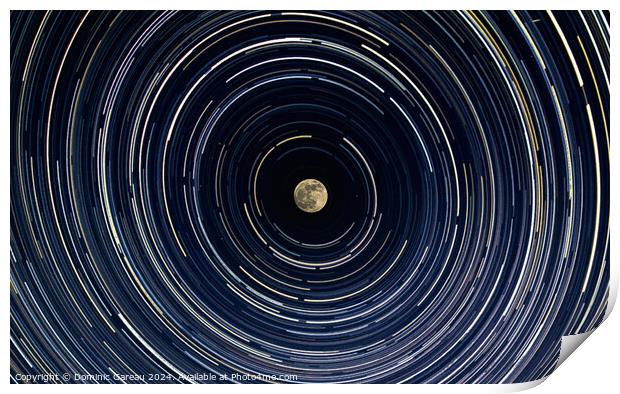 Full Moon With Star Trails Print by Dominic Gareau