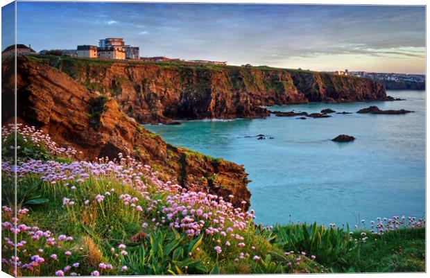 Newquay Coastline and Town  Canvas Print by Darren Galpin