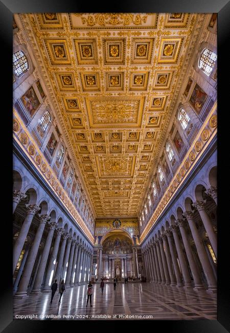 Long Columns Nave Papal Basilica Paul Beyond Walls Rome Italy Framed Print by William Perry