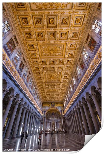 Long Columns Nave Papal Basilica Paul Beyond Walls Rome Italy Print by William Perry