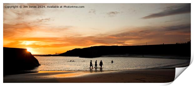 Sunrise Swimmers at Cullercoats Bay - Panorama Print by Jim Jones