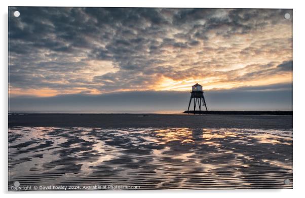 Dovercourt Low Tide Sunris Acrylic by David Powley