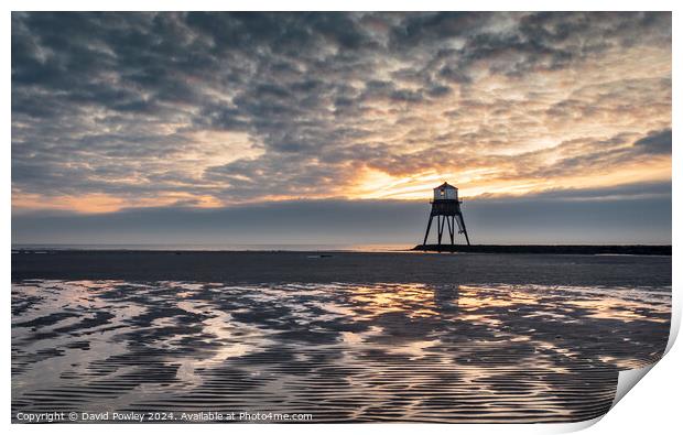 Dovercourt Low Tide Sunris Print by David Powley