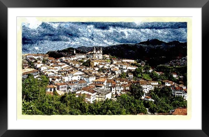 Ouro Preto, World Heritage City Framed Mounted Print by Steve Painter