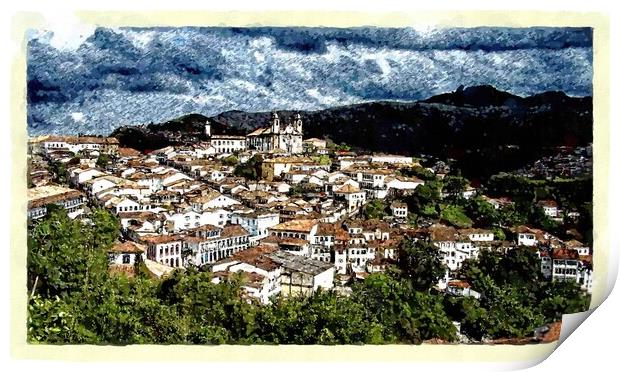 Ouro Preto, World Heritage City Print by Steve Painter