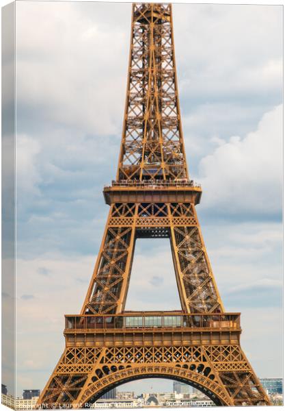 The Eiffel tower seen from Trocadero in Paris, vertical photogra Canvas Print by Laurent Renault
