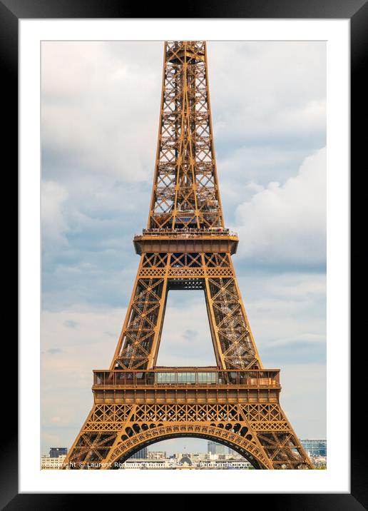 The Eiffel tower seen from Trocadero in Paris, vertical photogra Framed Mounted Print by Laurent Renault