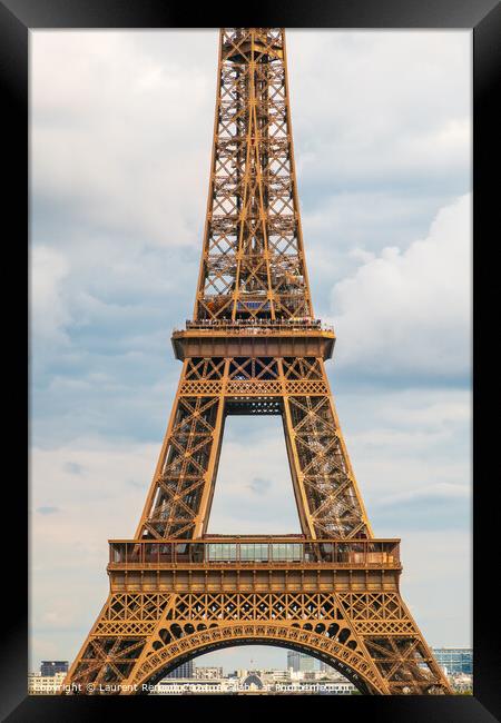 The Eiffel tower seen from Trocadero in Paris, vertical photogra Framed Print by Laurent Renault