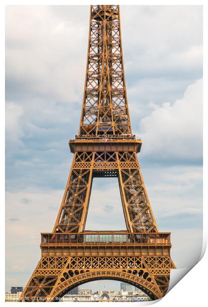 The Eiffel tower seen from Trocadero in Paris, vertical photogra Print by Laurent Renault