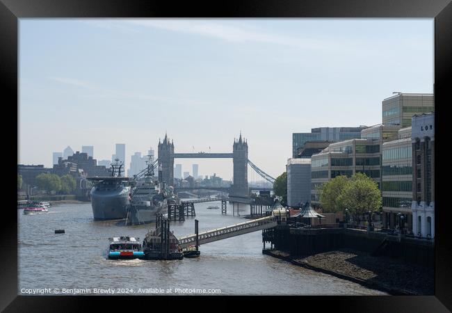 London Bridge View Framed Print by Benjamin Brewty