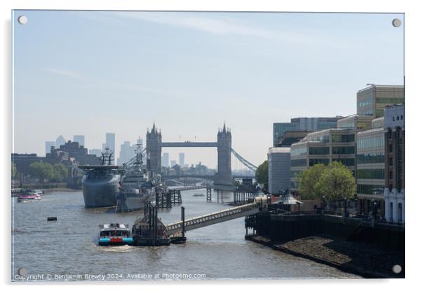 London Bridge View Acrylic by Benjamin Brewty