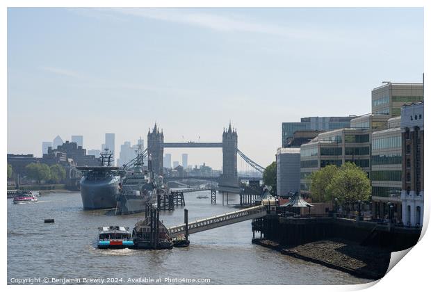 London Bridge View Print by Benjamin Brewty