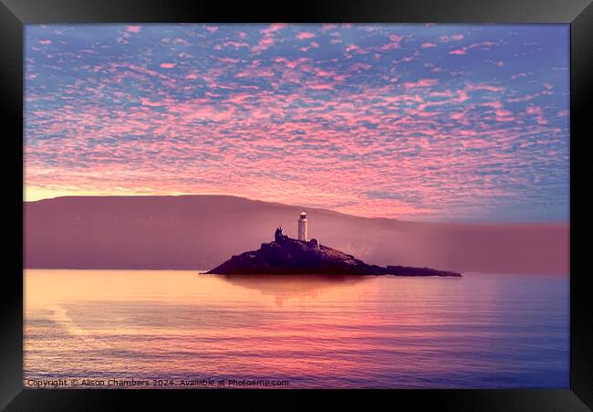 Godrevy lighthouse Framed Print by Alison Chambers