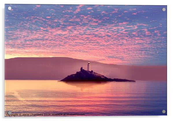 Godrevy lighthouse Acrylic by Alison Chambers