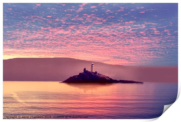 Godrevy lighthouse Print by Alison Chambers
