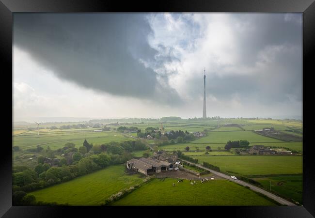 Emley Moor TV Mast Framed Print by Apollo Aerial Photography