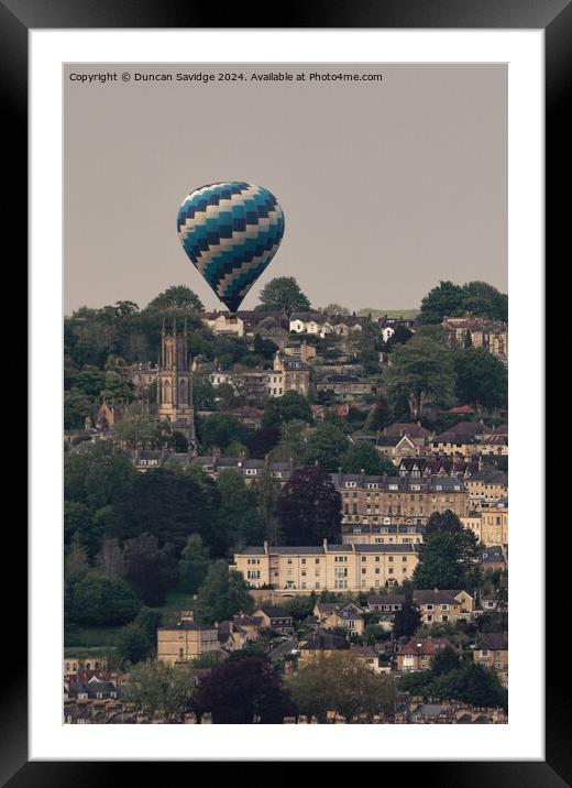 Hot Air balloon over Bath Framed Mounted Print by Duncan Savidge