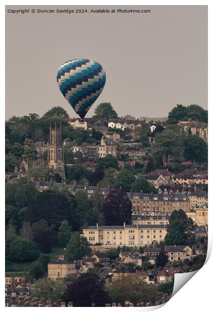 Hot Air balloon over Bath Print by Duncan Savidge