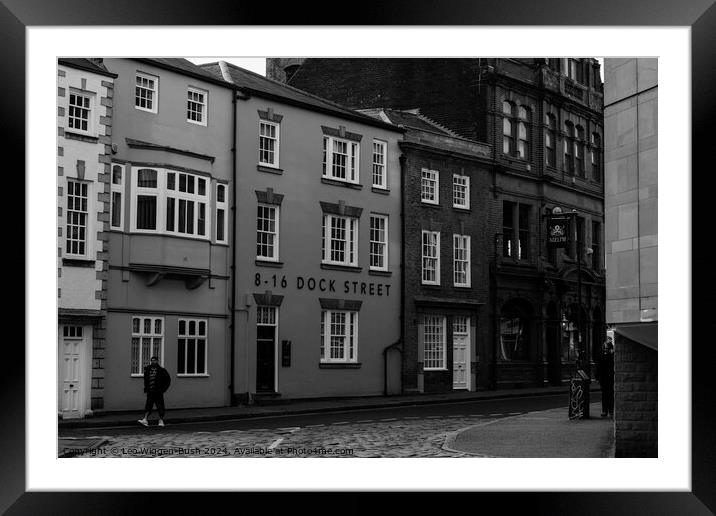 Dock Street in Black and White, Leeds Framed Mounted Print by Leo Wiggen-Bush