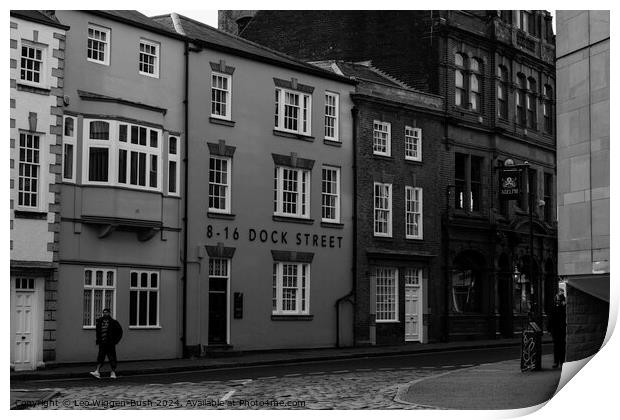 Dock Street in Black and White, Leeds Print by Leo Wiggen-Bush