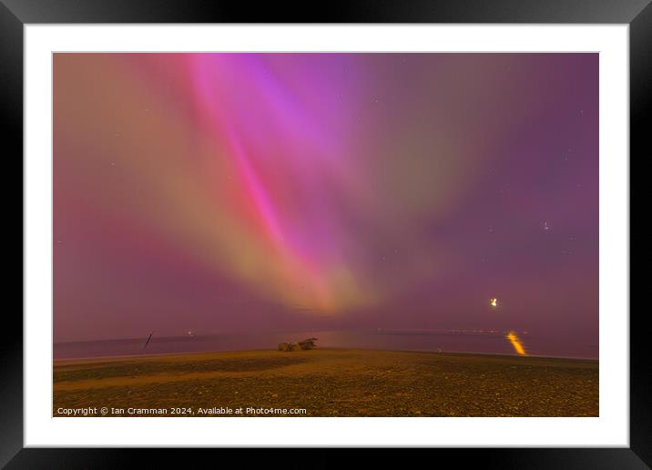 Northern Lights (Aurora Borealis) over the sea.  Framed Mounted Print by Ian Cramman
