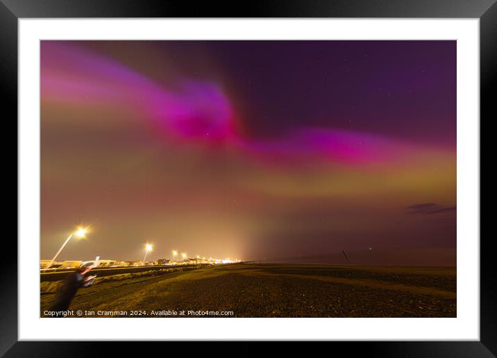 Northern Lights (Aurora Borealis) over the sea.  Framed Mounted Print by Ian Cramman