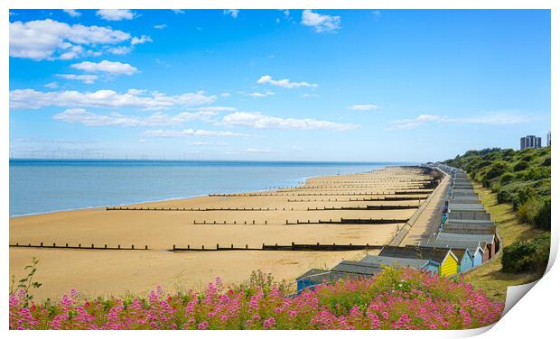 Beautiful Frinton beach on a summers day Print by Paula Tracy