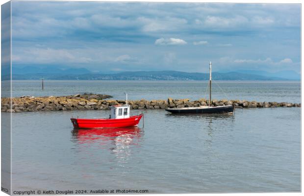 Boats moored in Morecambe Bay Canvas Print by Keith Douglas