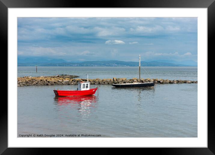 Boats moored in Morecambe Bay Framed Mounted Print by Keith Douglas