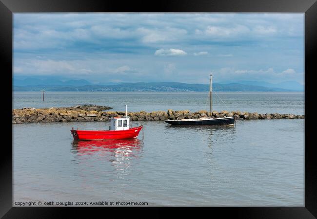 Boats moored in Morecambe Bay Framed Print by Keith Douglas