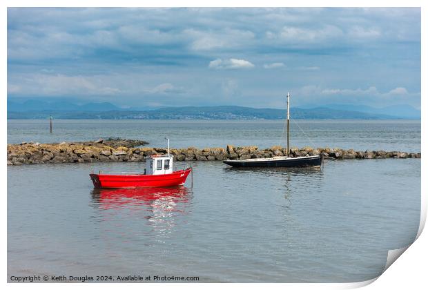 Boats moored in Morecambe Bay Print by Keith Douglas