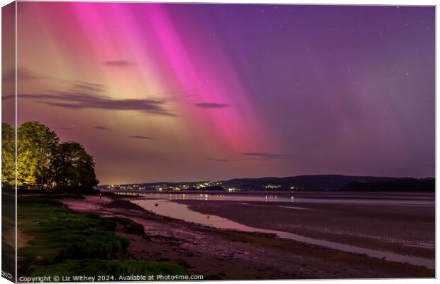 Northern Lights, Arnside Canvas Print by Liz Withey