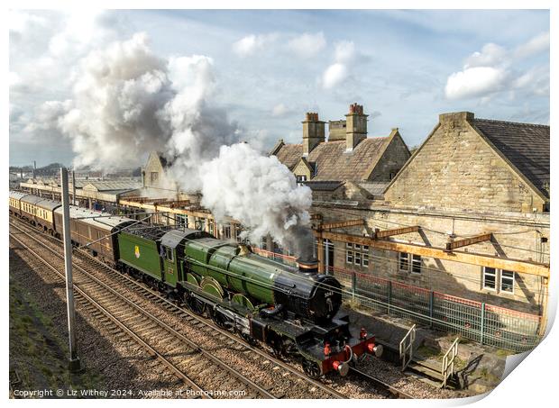 5043 Earl of Mount Edgcumbe at Carnforth Print by Liz Withey
