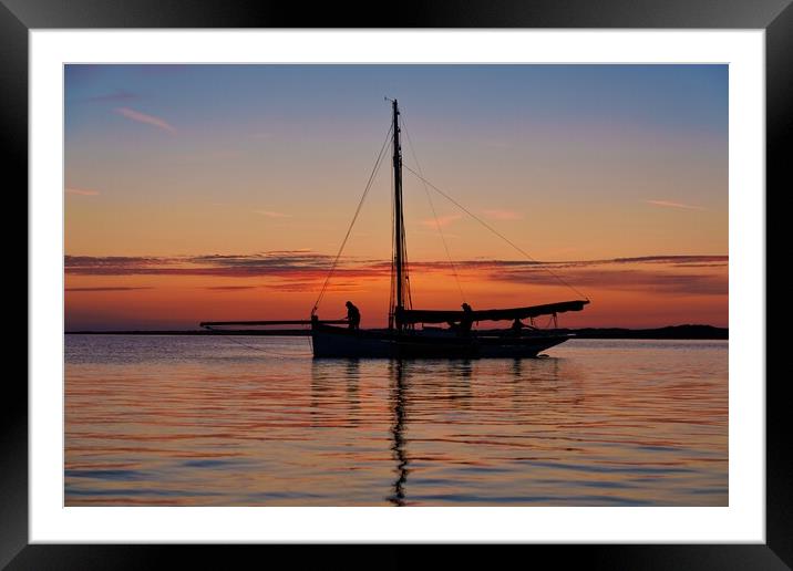 Anchoring off Scolt Head Island at sunset Framed Mounted Print by Gary Pearson