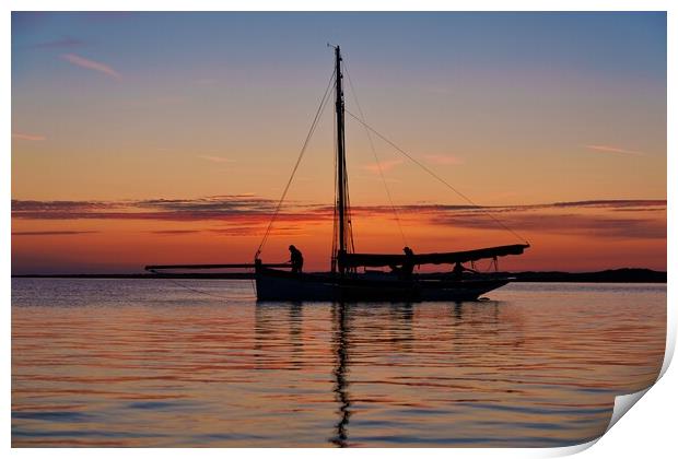 Anchoring off Scolt Head Island at sunset Print by Gary Pearson
