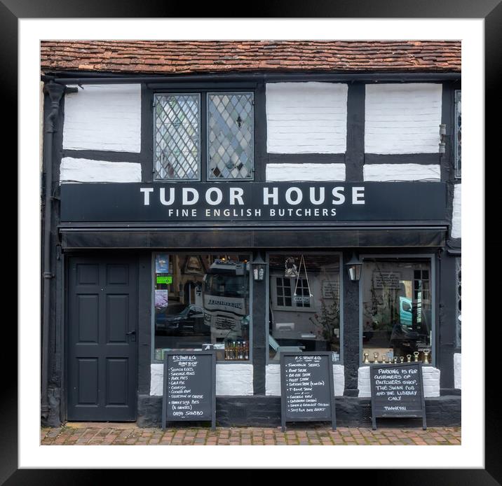 Tudor House, fine english butchers, West Wycombe Framed Mounted Print by Kevin Hellon