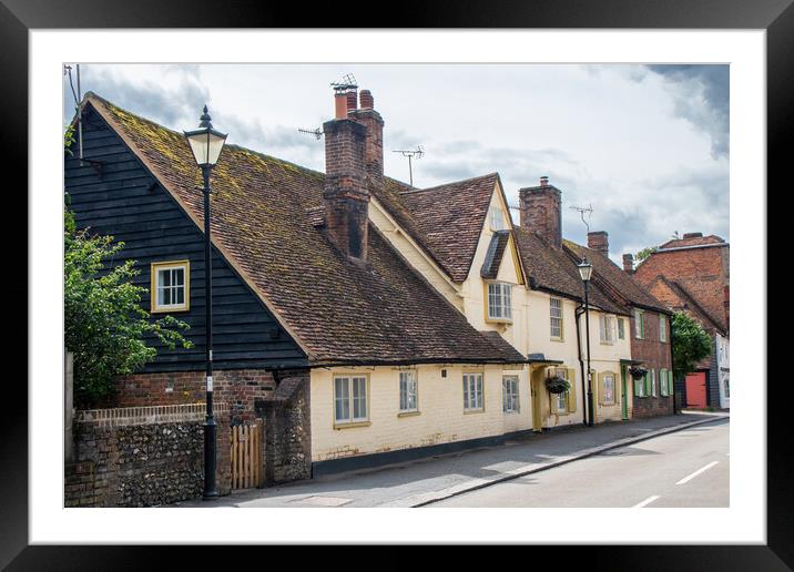 English country cottages in West Wycombe Framed Mounted Print by Kevin Hellon