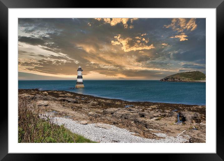 Trwyn Du Lighthouse  and Puffin Island, Framed Mounted Print by Kevin Hellon