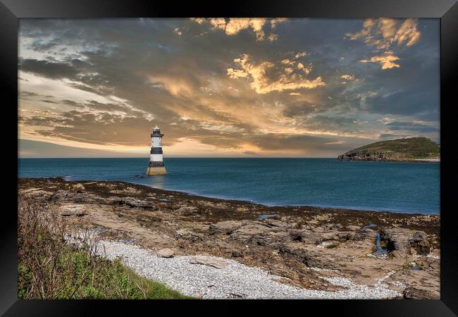 Trwyn Du Lighthouse  and Puffin Island, Framed Print by Kevin Hellon