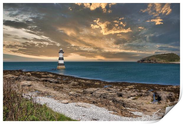 Trwyn Du Lighthouse  and Puffin Island, Print by Kevin Hellon