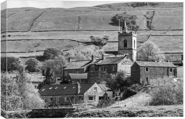 Hawes in Wensleydale (Black and White) Canvas Print by Keith Douglas