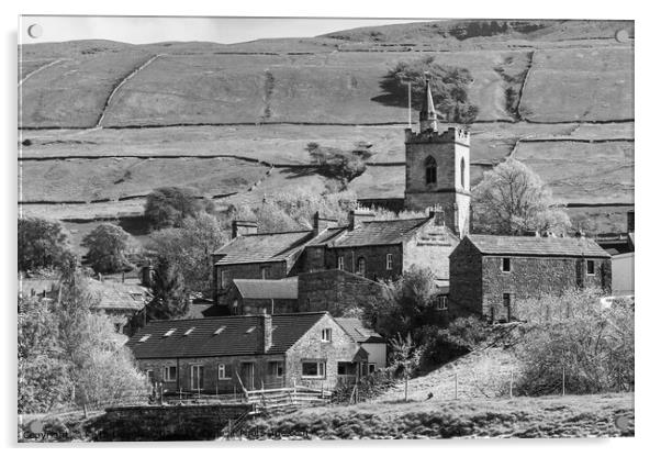 Hawes in Wensleydale (Black and White) Acrylic by Keith Douglas
