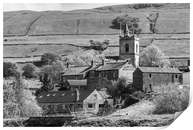 Hawes in Wensleydale (Black and White) Print by Keith Douglas