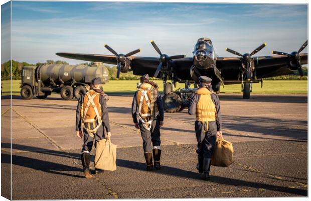 Lancaster Bomber Crew In Canvas Print by J Biggadike